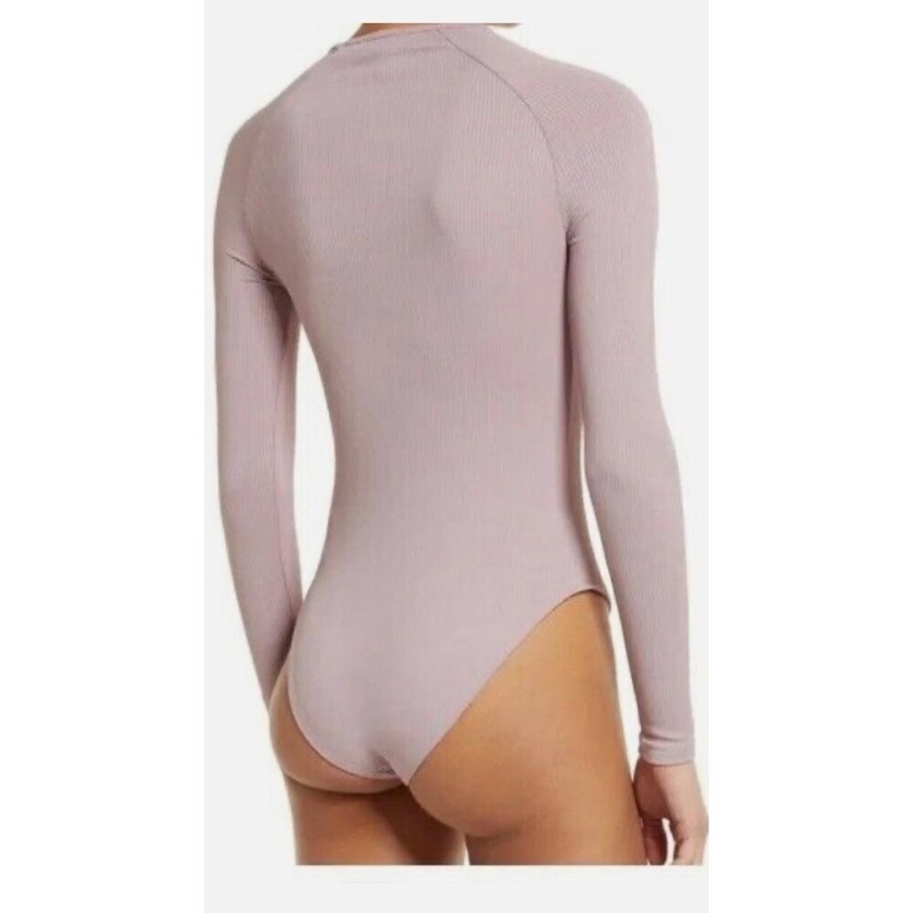 New TOPSHOP Cutout Long Sleeve Bodysuit Women Size 4-6 Lavender - Picture 10 of 10